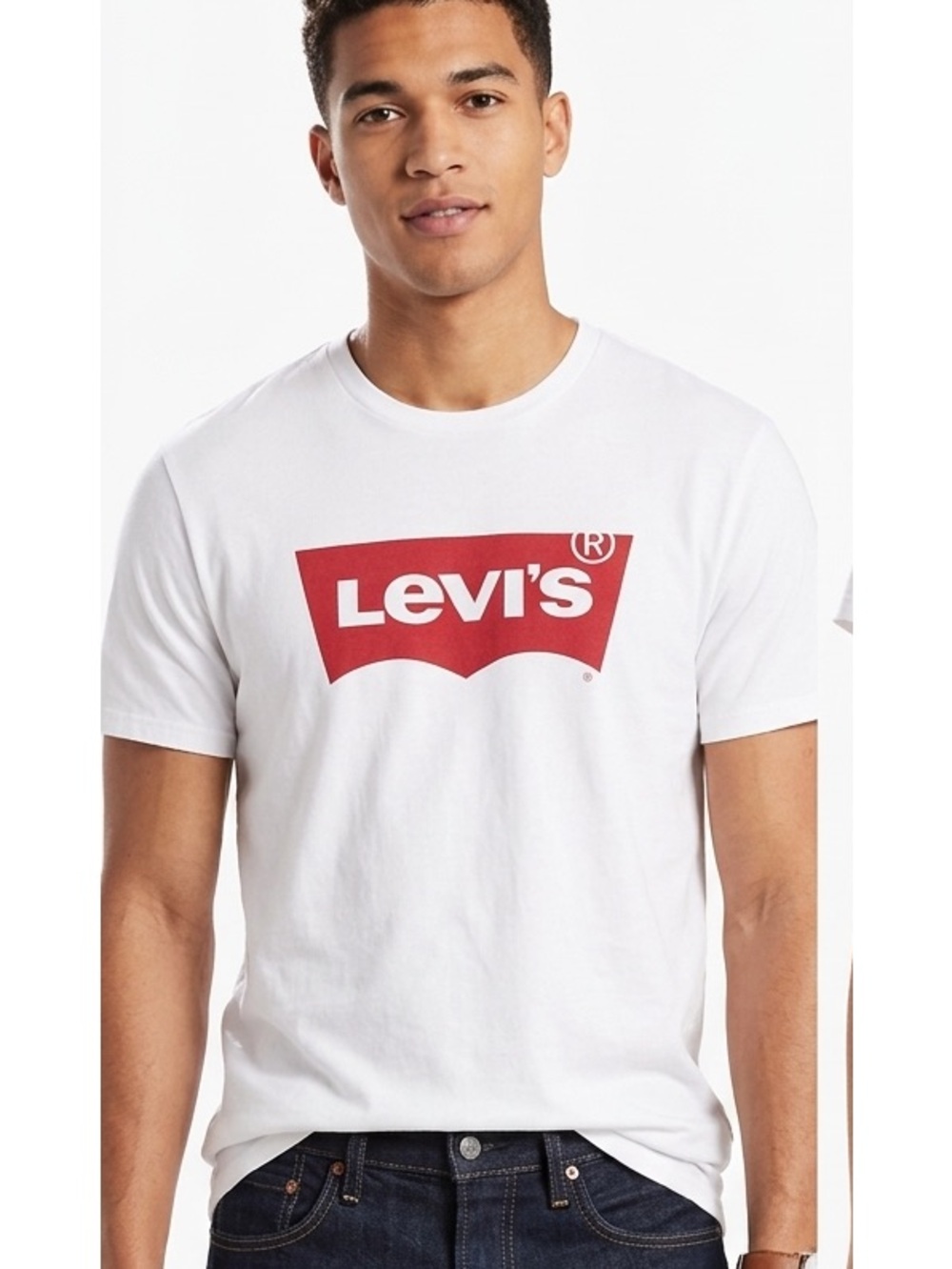 LEVI’S Batwing Logo Tee S 18” p2p White NWOT
